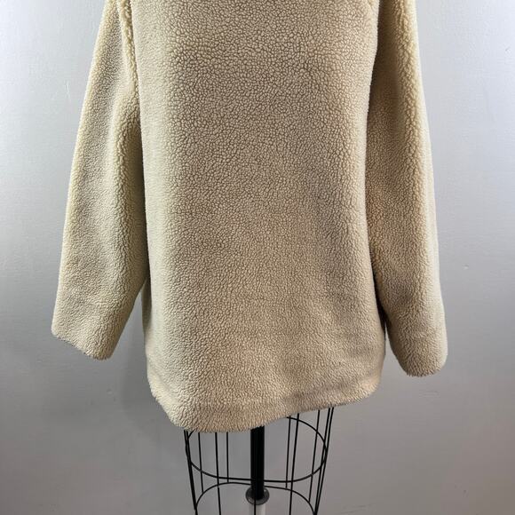 Mes Demoiselles Paris Beige Sherpa Fleece Turtle Neck Raglan Sleeve Pullover 2 - Picture 4 of 12